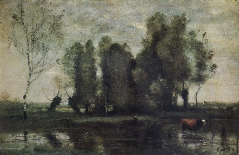 Trees amidst the Marsh, Jean Baptiste Camille  Corot